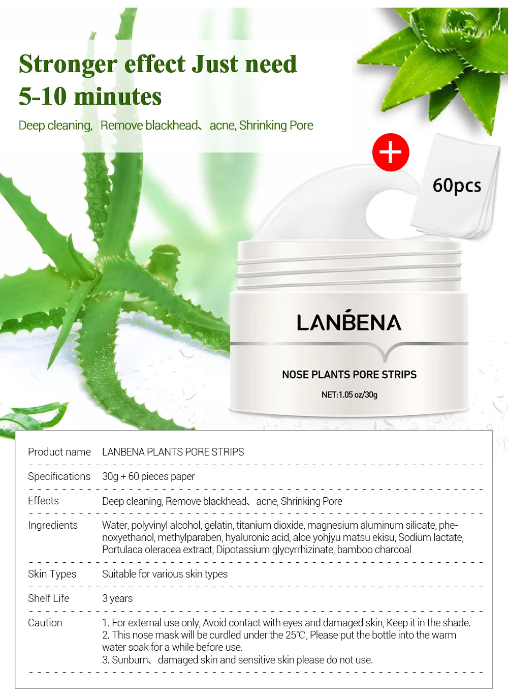 LANBENA Blackhead Remover Nose Mask - Deep Cleansing Pore Strips