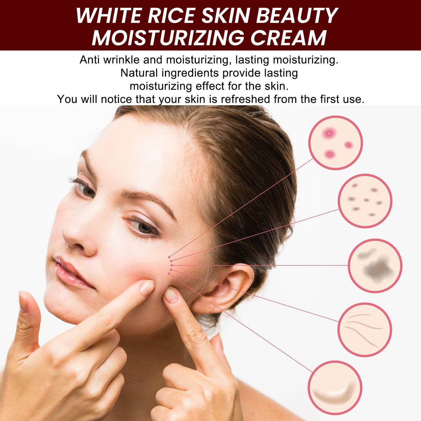 Rice Anti-Wrinkle Cream: Acne, Whitening & Lifting - 30g